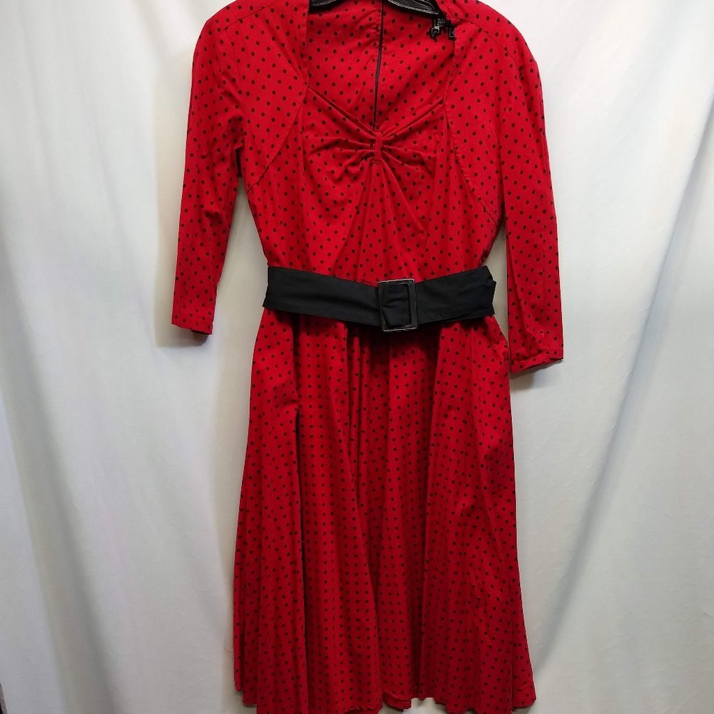 Red with black polka dots dress 50's swing